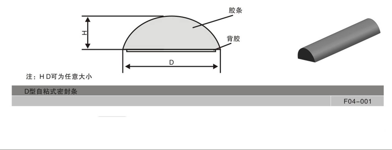 D型自粘式密封膠條